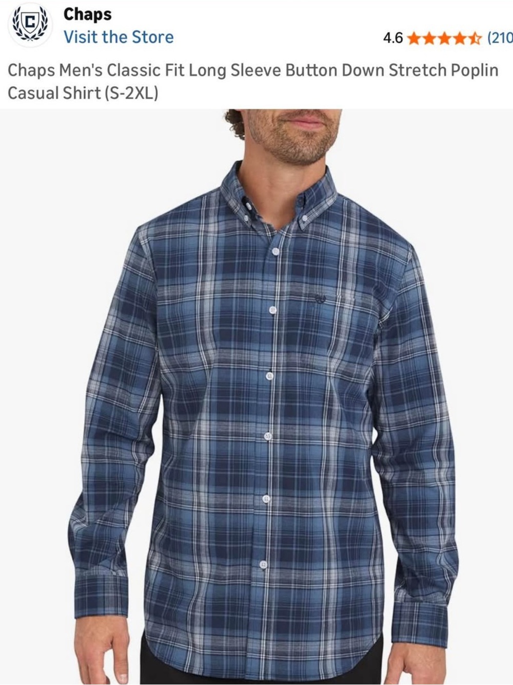 Chaps Men's Blue Plaid Button-Down Shirt • Small